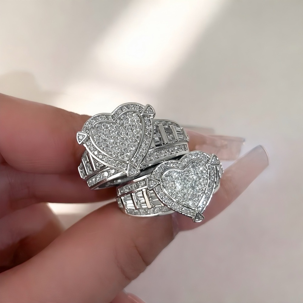 Elegant Silver Heart Ring size 9